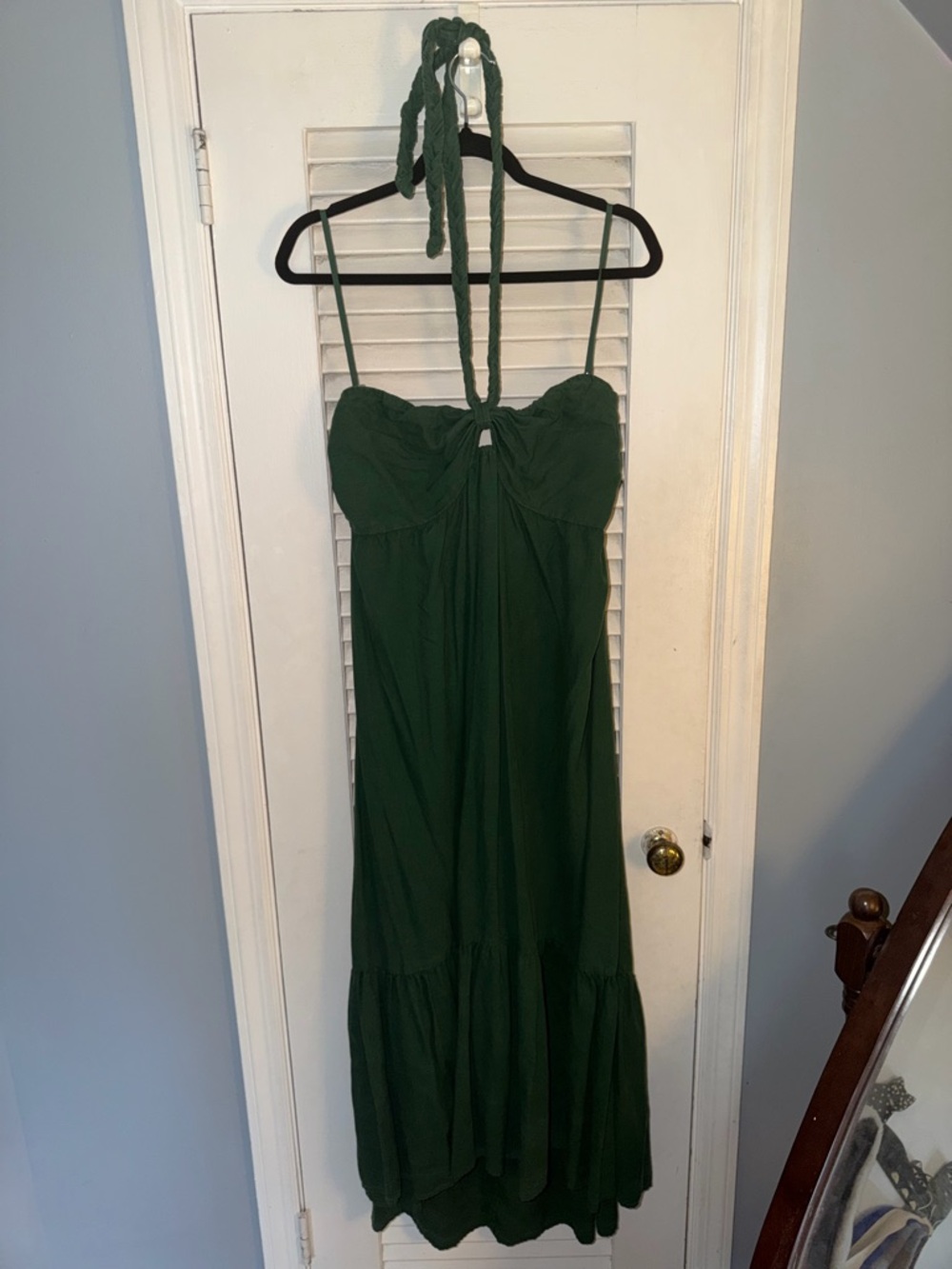 aerie Dark Green Halter Maxi Dress